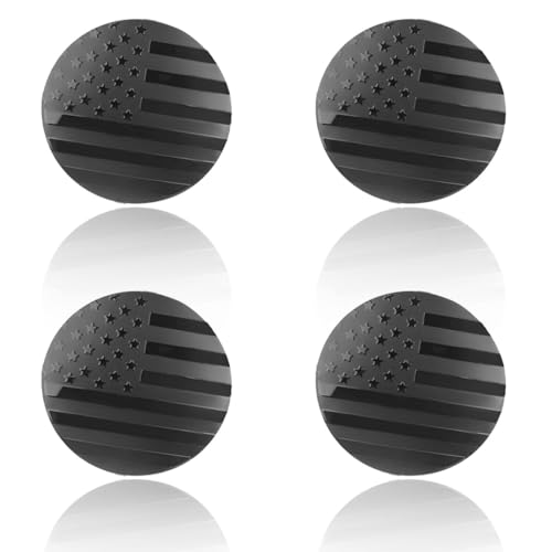 GAOLAOSY 4PCS 56mm American Flag Wheel Hub Center Cap Sticker (Black Flag)