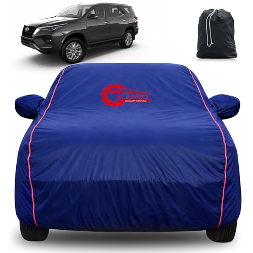 Image of 100% Waterproof Car Cover for Toyota Fortuner 2017-2020 | All-Weather, Dustproof & UV Protection | Heavy-Duty 3-Layer Fabric | Custom Fit with Mirror & Antenna Pocket | Navy Blue