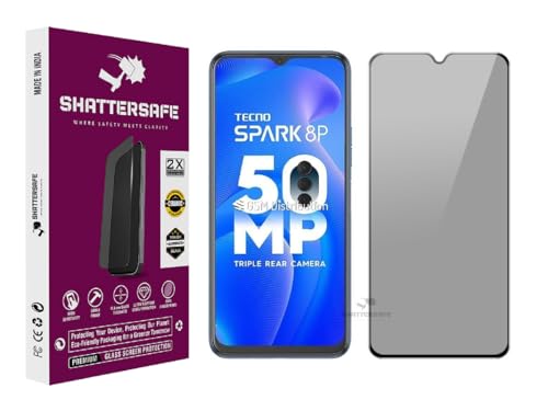 Image of Anti-Spy Privacy Tempered Glass Compatible For Tecno Spark 8P [Pack of 1]. 9H Hardness, Anti-Scratch, Edge-to-Edge Protection With Easy Installation Kit & Case Friendly Fit.