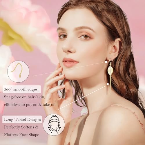 Boucles d'oreilles anti-allergie en argent avec longue chaîne serpent et gouttes feuilles - 4