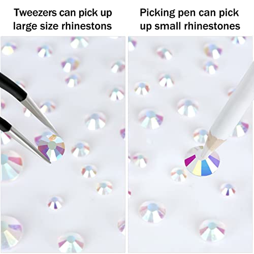 3820Pcs Rhinestones For Nail Art Glass Crystals,6 Size(Ss6-Ss30) Nail Gems Flatback Rhinestone For Crafts,Jewels Diamonds Stone Kit With Picking Pen&Tweezers(Transparent Ab) #TOP4
