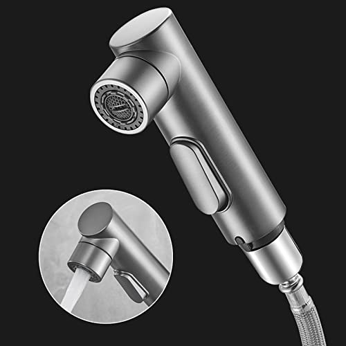Mitigeur de lavabo gris avec pistolet extractible monotrou laiton eau chaude et froide - 5