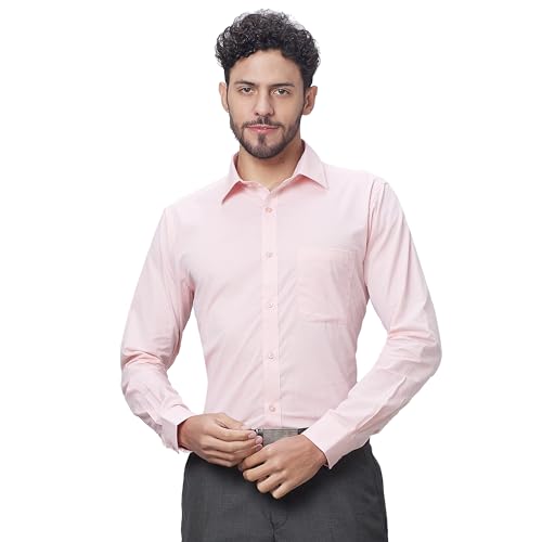 Image of Raymond Men Slim Fit Structure Pattern Pure Cotton Semi Cutaway Collar Full Sleeve Formal Shirt