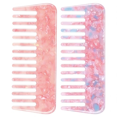 Peine Desenredante de Dientes Anchos Pack x2 Rosa miniatura 1
