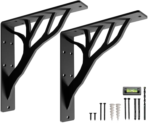 Rustic Tree Black Heavy Duty Shelf Brackets 12 inch by