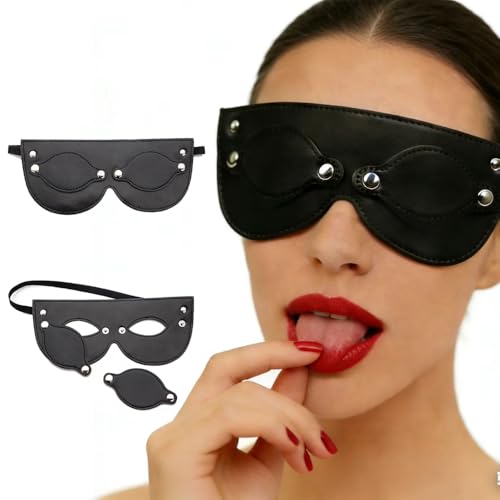 Womens Sexy Detachable PU Leather Half Face Eye Mask Gothic BDSM Bondage Blindfold Sissy Gay Cosplay Halloween Mask