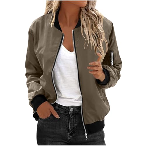 Women's Lightweight Waterproof Zip Up Jackets, Motorcycle Moto Biker Long Sleeve Fashion Coat Fall Casual Outerwear