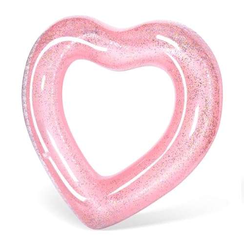 浮き輪 ハート 浮輪 大人用 キラキラ うきわ ハート型 かわいい フロート 大人 子供 おしゃれ プール ビーチ 水遊び 海水浴 夏休み 海外 旅行 アウトドア レジャー