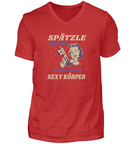 T-shirt Spätzle col en V pour homme rouge XL original