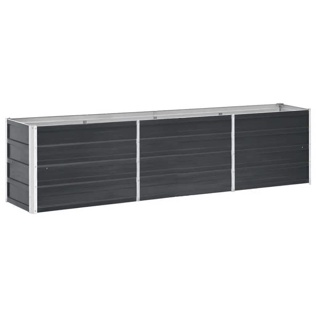 vidaXL Garden Raised Bed Galvanised Steel Garden Flower Pot Vegetable Planter Outdoor Balcony Patio Raised Bed 240x40x45cm Anthracite