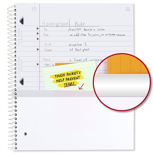 Five Star Spiral Notebook + Study App, 2 Pack, 1 Subject, Wide Ruled, 8" x 10-1/2", 80 Sheets, Fights Ink Bleed, Water Resistant Cover, Pastel Waves and Brush Strokes (930210F-ECM) image 6