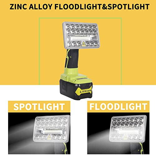Image of DTEZTECH Cordless LED Work Light for Ryobi 18v Battery, 18W 2000LM Power LED Spotlight Handheld Flashlight Portable Jobsite Light for Outdoor Camping, Emergency, Power Outages(Tool Only)