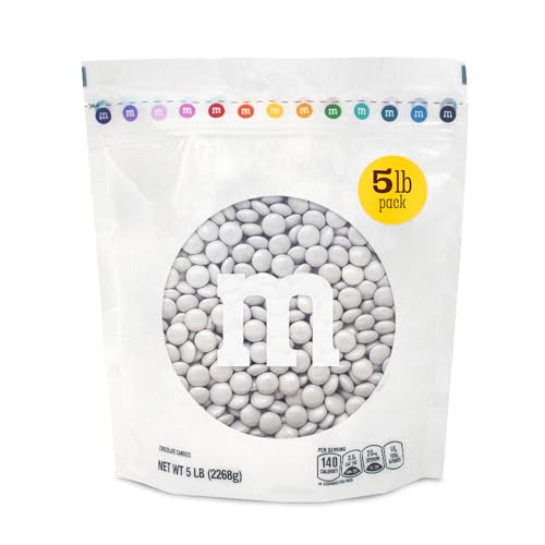 M&M’S WORLD Milk Chocolate Platinum Candy-5lbs of Bulk Candy in Resealable Pack for Candy Buffet,Birthday Parties,Theme Meetings,Sweet Stuff for DIY Party Favors or Edible Decoration