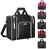 Bolsa de bolos para una sola pelota, se adapta a un par de zapatos de bolos hasta hombre talla 14 (negro)