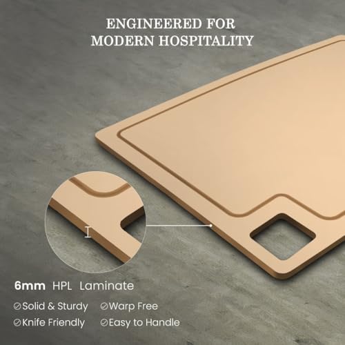 Image of Chopping Board, HPL Cutting Board with Built-in Groove, Anti-Bacterial & Water Resistant, Scratch Resistant for Kitchen Use, 26 x 38 cm