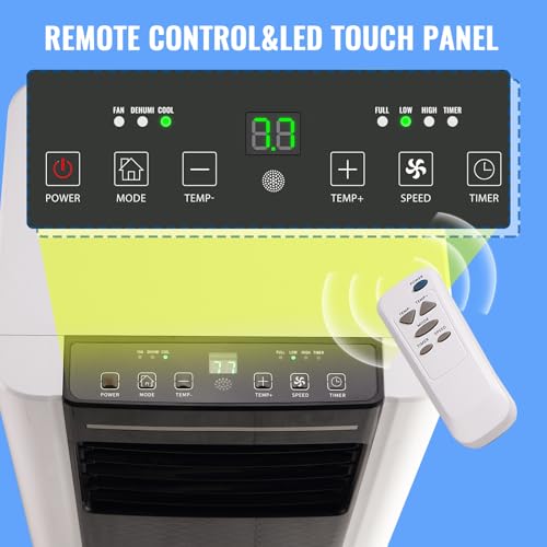Image of Portable Air Conditioner 3 In 1 Portable AC with Remote Control 8000 BTU ASHRAE (4400 BTU SACC) Dehumidifier, Fan Mode Suit for Room up to 250 Sq. ft Black&White
