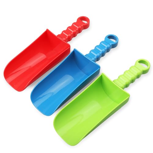Jumbo Beach Sand Toys 9 Inch Shovels for Kids Adults, Large Spade Scoop Gardening Tools, Sandbox Kit Solid ABS Spade for Garden Outdoor Snow Backyard Summer 3 Gift Pack Green Blue Red