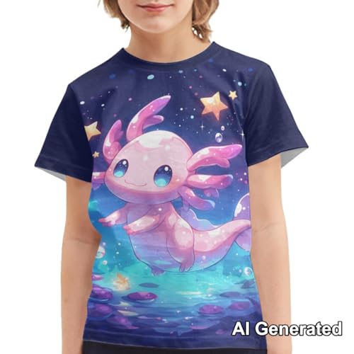 Image of Xhuibop Kids Tshirts Girls Boys 3-16 Years Summer Clothes for Teens Loose Fitting Tops