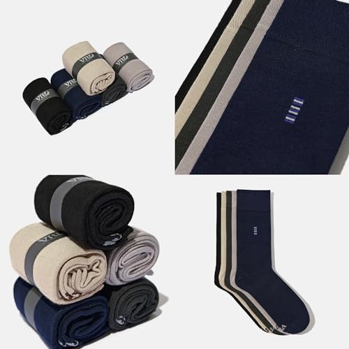 VRD Men’s Dress Socks, Bamboo 5-Pack Mens Socks, Mid Calf Length, Crew Socks Gift for Men Shoe Size 8-133
