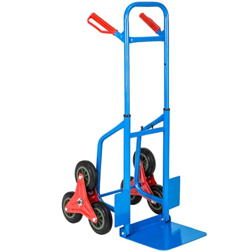 TecTake® Carretilla de Mano Plegable con Ruedas de Goma Dura, Altura Ajustable, Pala de Carga Plegable con Guardabarros, Ruedas para Subir Escaleras, Carretilla de Carga - 200kg de Carga