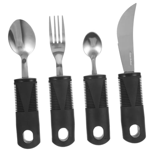 Healeved 1セット防振適応食器 高耐久性 滑り止めハンドル 高齢者 者向け便