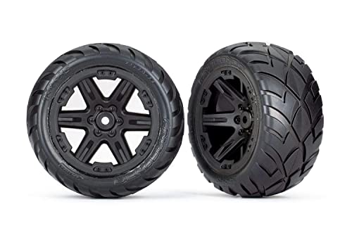 Traxxas 6768 Tires & Wheels, Assembled, glued (2.8') (RXT Black Wheels, Anaconda Tires, Foam Inserts) (2WD Electric Rear) (2) (TSM? Rated)