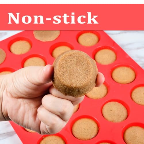 Image of CAKETIME Silicone Mini Muffin Pan, 24 Cups Mini Cupcake Pans Silicone Muffin Tin for Baking Nonstick 2 Pack