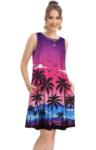 Image of elescat Women's Summer Dresses Casual Sleeveless Loose Sundress with Pocket