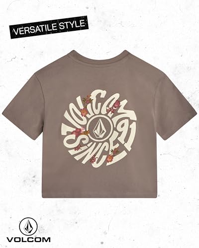 Image of Volcom Girls Shirts - Casual Crewneck Short Sleeve Graphic Tee Trendy Tops - Breathable Girls Summer Clothes