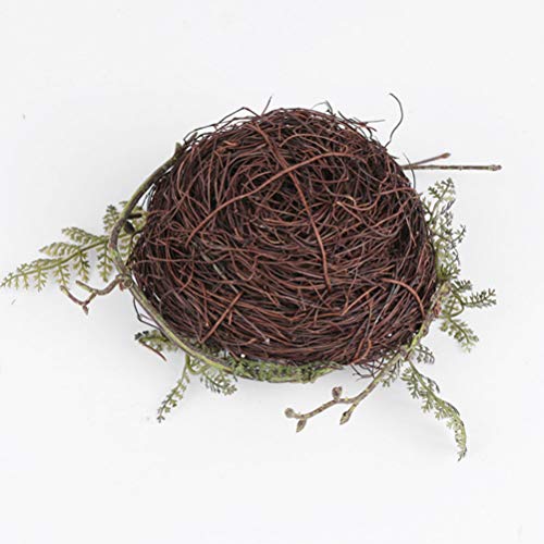 Valiclud Artificial Bird Nest With Eggs Birds Faux Natural Rattan Twig Bird Nest House Ornament Photo Props For Home Garden Decoration #TOP6