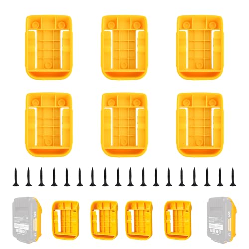 GIPFTYAG 6 Pack Battery Holder for Dewalt 20V Battery Mounts Dock Holder Fit for DCB200 DCB201 DCB202 DCB203 DCB204(w/24 Screws No Battery) (6 Pack)