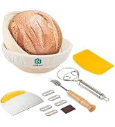Set 19 Pezzi Per Lievitazione Pane – Cestini Rotondo E Ovale, Barattolo 730 Ml, Frusta, Raschietti E Lame Per Pasta Madre