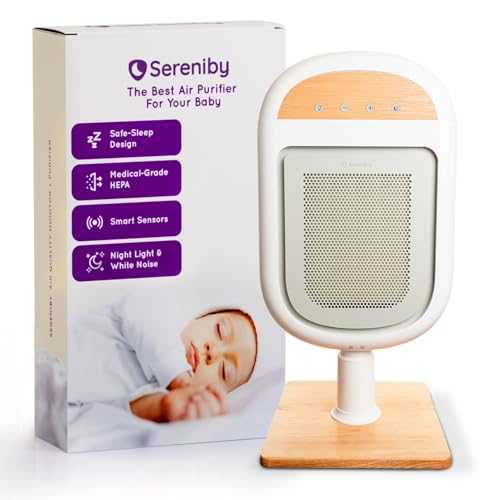 Sereniby Air Purifier for Baby | Proprietary Safe-Sleep Design | Medical-Grade HEPA Filtration | Laser-Accurate Air Quality & Temp Sensors | Smart...