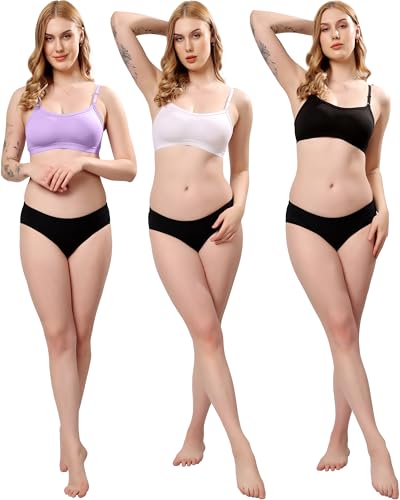 Image of London Hills Women's Cotton Sports Bra for Women Solid Bra Wireless & Non Padded Full Coverage Soft Hold Straps Super Combed Cotton Elastane Stretch Full Coverage Slip-On Active Bra
