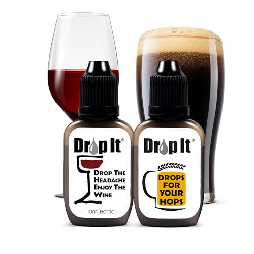 Drop It Drop The Headache Enjoy The Wine Beer Wine - Gotas combinadas para aliviar las molestias inducidas por bebidas y vino, tamaño de viaje compacto, sin edulcorantes...