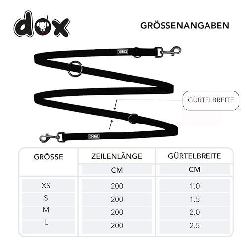 DDOXX Nylon Hundeleine - 2m, 3fach verstellbare Hundeleine für alle Hundegrößen - XS (Schwarz)