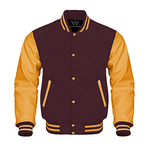 Waah Baseball letterman Varsity Jackets Genuine Leather Sleeves Multi wool colors
