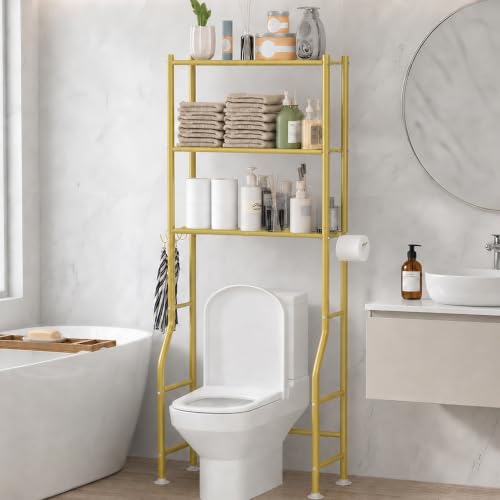 Orionstar US GloTika 3-Tier Over Toilet Storage, Anti-Tilt, 64" H, Gold