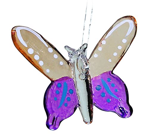 Butterfly Glass Window Decorations - 3-Piece Colorful Hand Painted Glass Butterfly Ornaments With Silver Cord For Hanging #TOP6