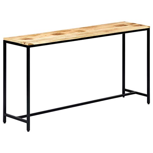 Consola de madera maciza de mango y hierro con estante y encanto industrial 8