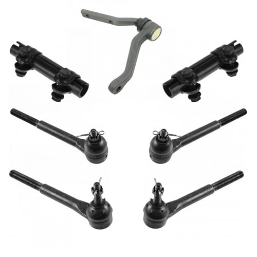 TRQ Front Driver & Passenger Side Steering Kit Idler Arm & Bracket Assembly Tie Rod Tie Rod Adjusting Sleeve Compatible with 1982-1992 Chevrolet Camaro Pontiac Firebird