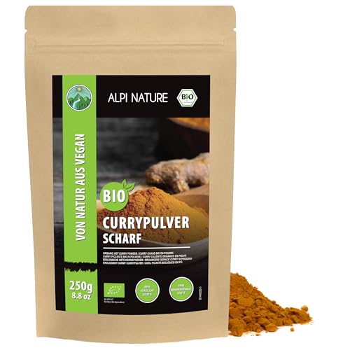 Alpi Nature - Alpi Nature Curry Poudre Piquante BIO 250g, Épices Indiennes de Qualité Supérieure, Poudre de Curry Piquante