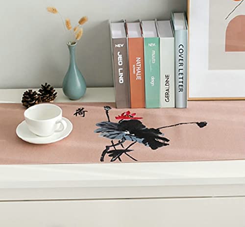 Chemin de table polyester kaki anti-plis fleurs décoration table longue