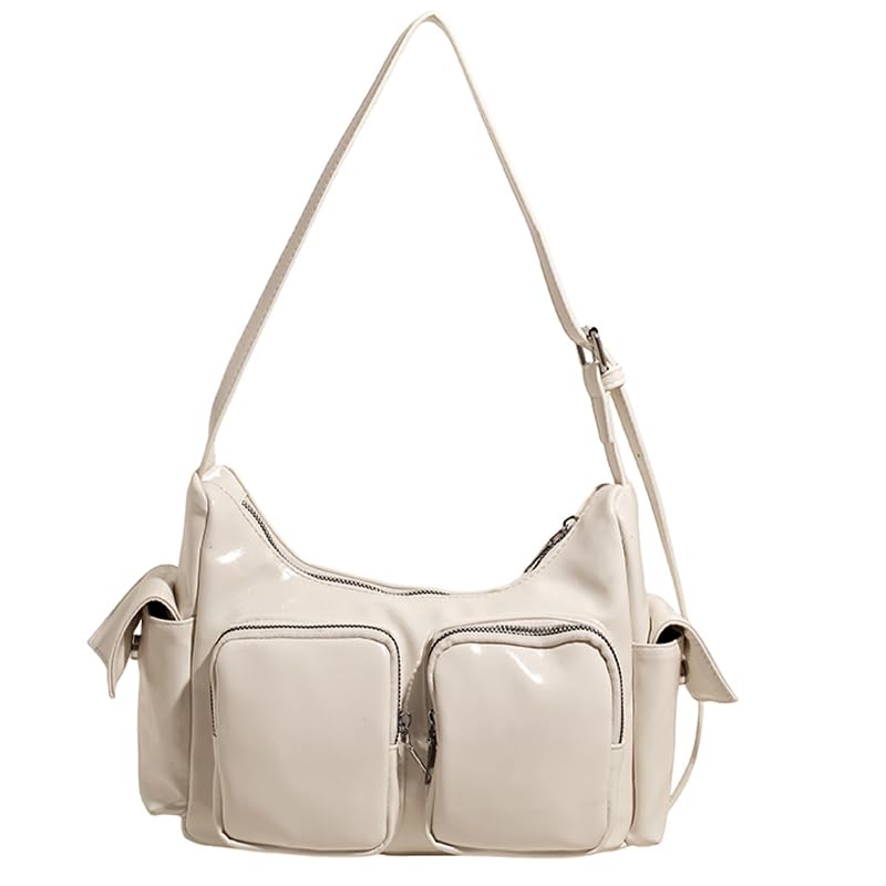 Women’s PU Leather Shoulder Bag – Casual Multi-Pocket Hobo Purse with Adjustable Strap, Large Capacity Handbag for Daily, Wor