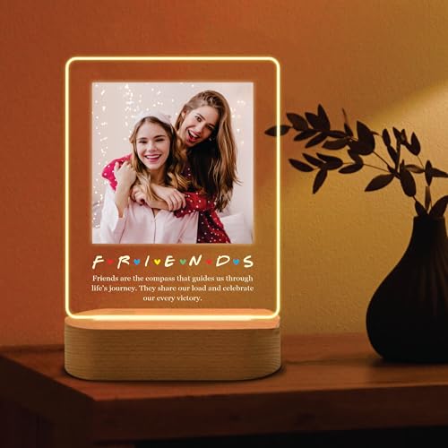 Image of Giftplease Customized LED Light Photo Frame for Friends | Personalized Lamp with Friendship Quote | Best Friend Gift for Birthday, Farewell, Friendship Day | Tabletop Frame 6x7.25 Inch FR 01