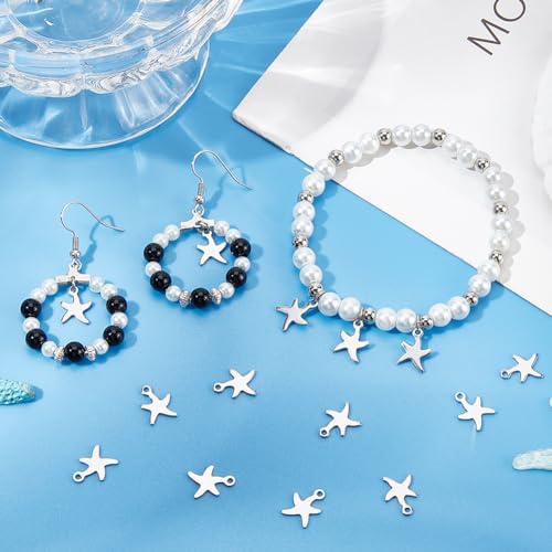 SUNNYCLUE 150pcs Silver Starfish Charm Bulk Ocean Animal Charms Stainless Steel Sea Life Summer Charms for DIY Craft Necklace Bracelet Women Adult Beginners - Image 4