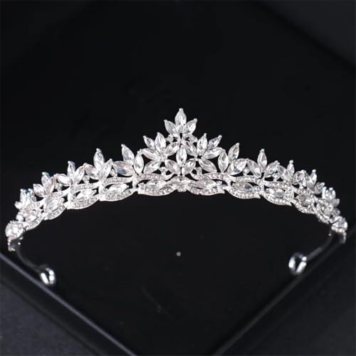 Women Summer Bright Crystal Casual Wear Headband Crown Silver