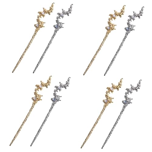 Épingles à cheveux vintage Beavorty : 8 bâtons irréguliers avec strass pour coiffure