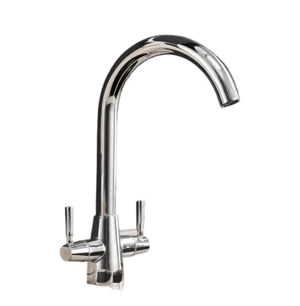 Kitchen Faucets Brass Material Double Handle Kitchen Sink Tap Kitchen Crane Mixer 360Swivel Kitchen Faucets XT538(Chrome)