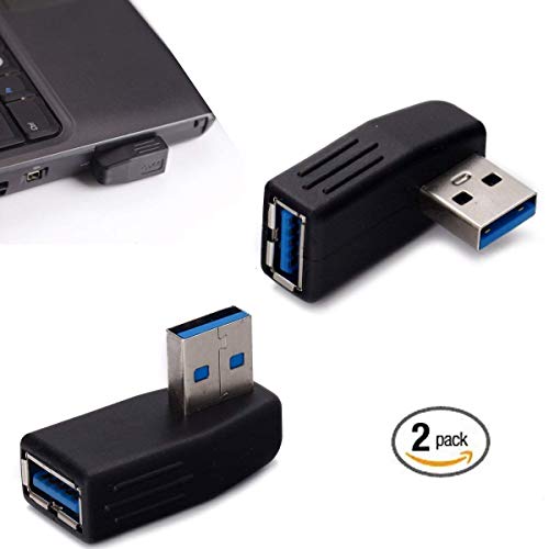 Semlos 90 Degree Right Angle USB 3.0 Adapter Male to Female USB Connector Extender Plug Coupler 2Pcs(Including Left Angle and Right Angle Adapter)